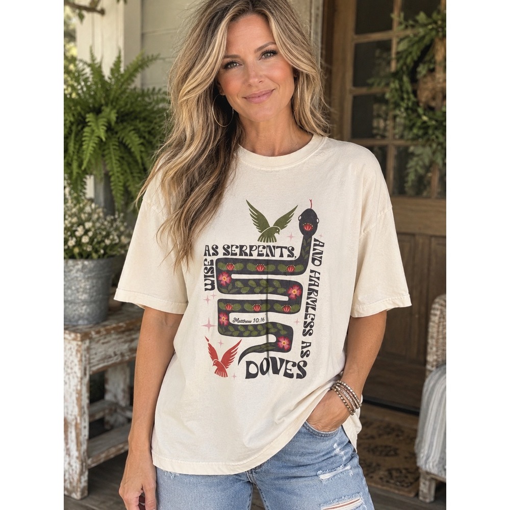 Comfort Colors Matthew 10:16 Wise As Serpents Harmless As Doves Graphic Tee XL
